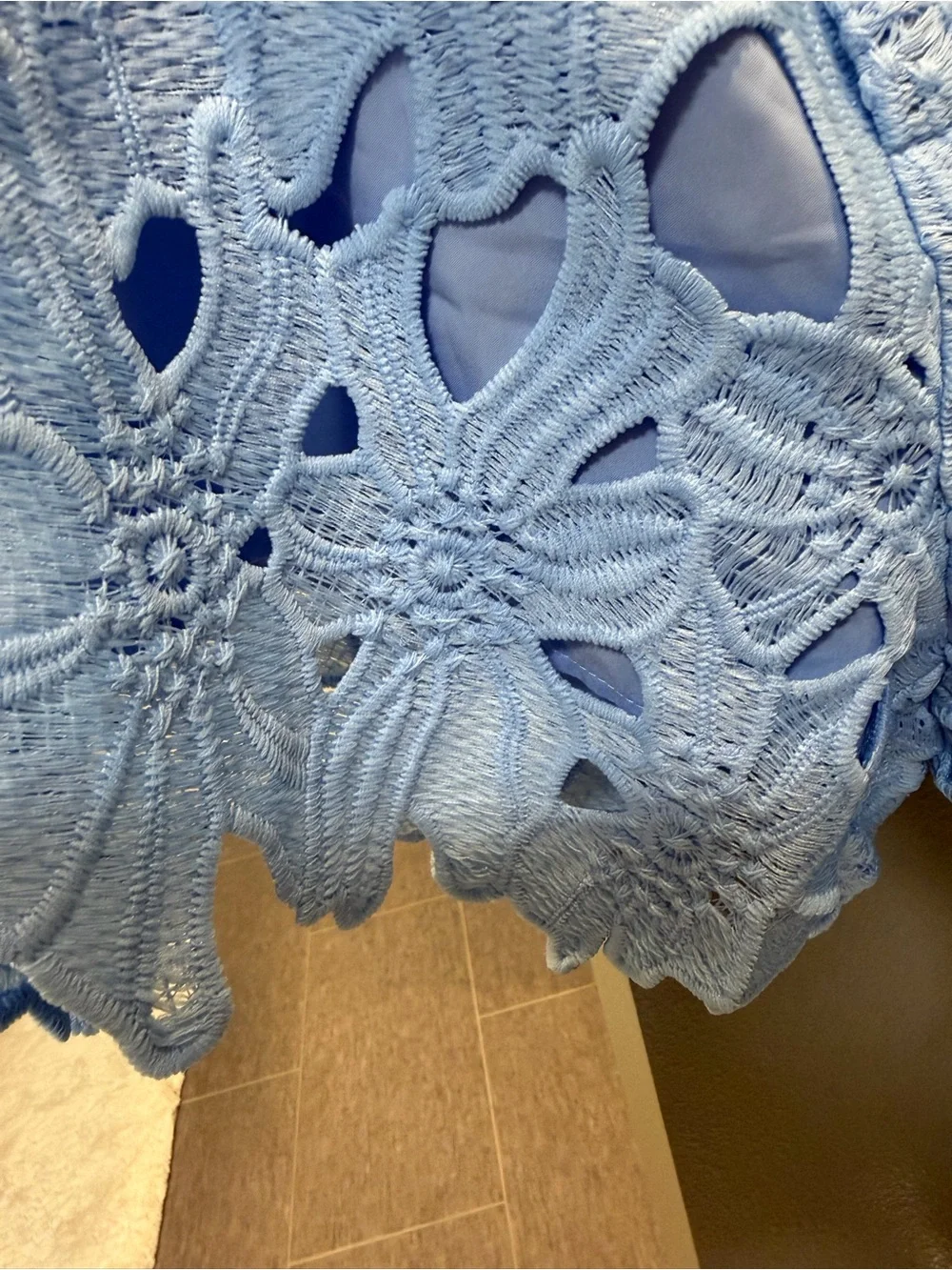 Commense Light Blue Crochet Button-Down Top and Matching Short Set- NWT